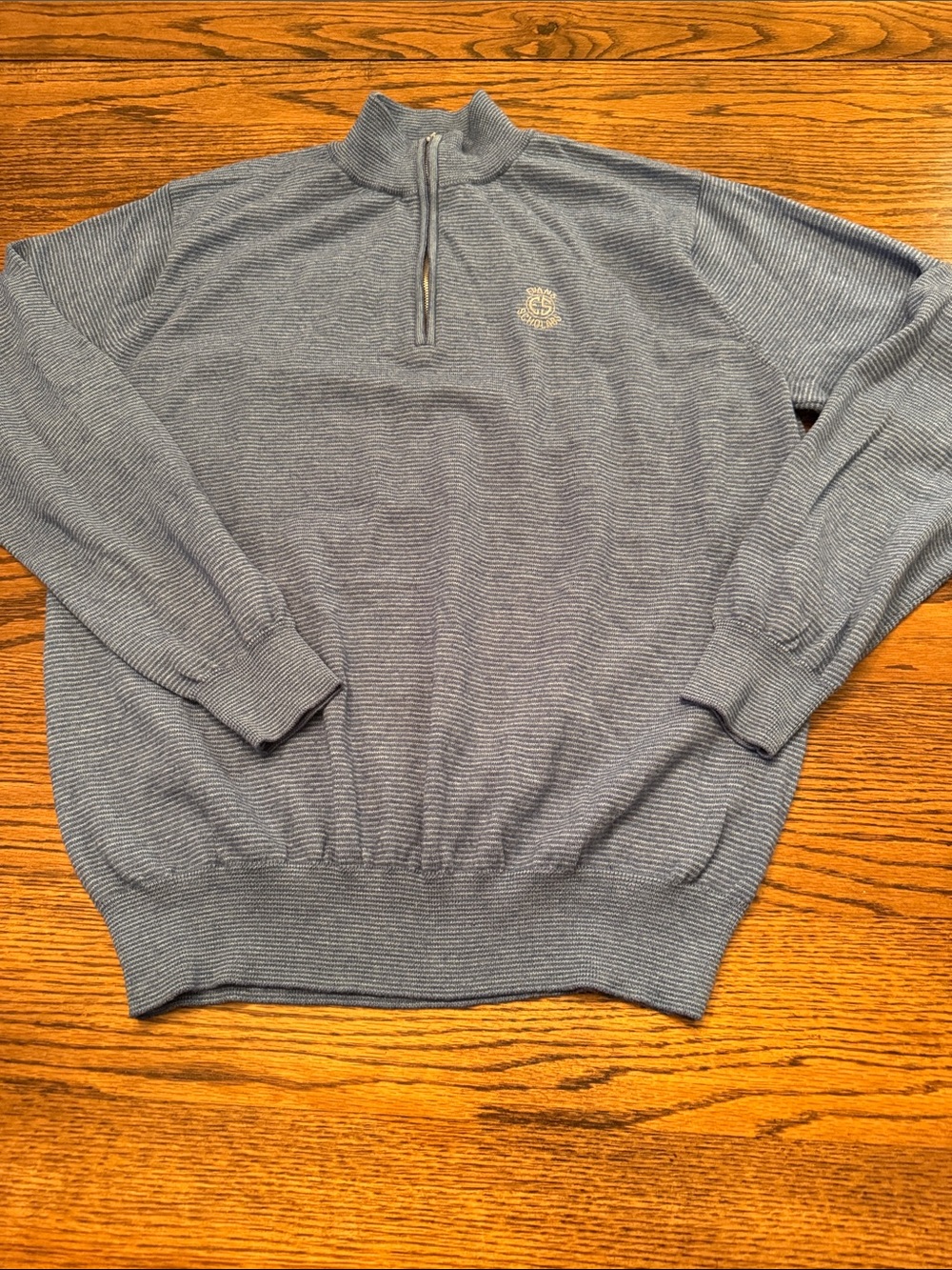 Peter Millar Merino Wool Quarter Zip Sweater Blue Stripe Golf Preppy Men’s L